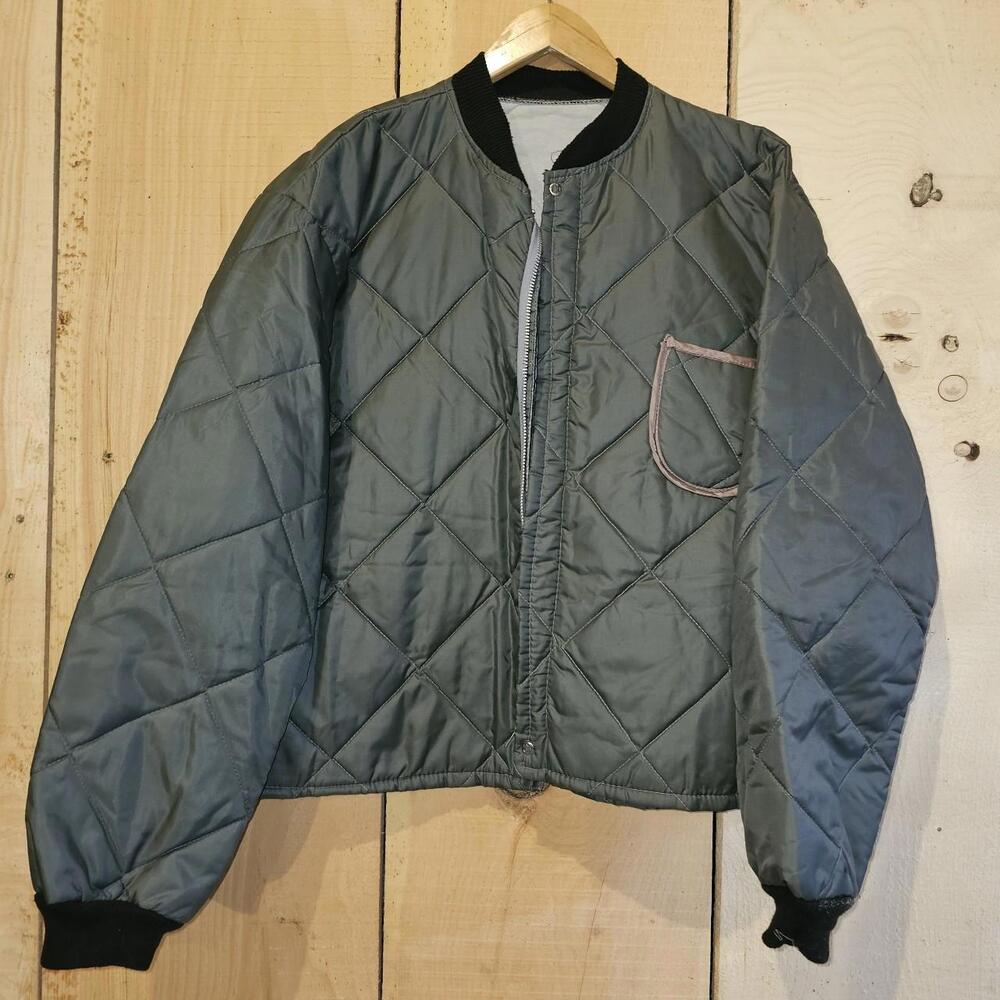Vintage US Airforce Flyers Bomber Green Diamond Quilted Zip Button Men's XXL